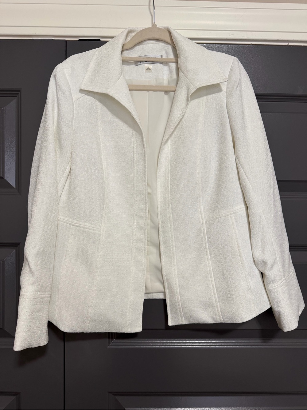 Kasper Cream Textured Open-Front Blazer